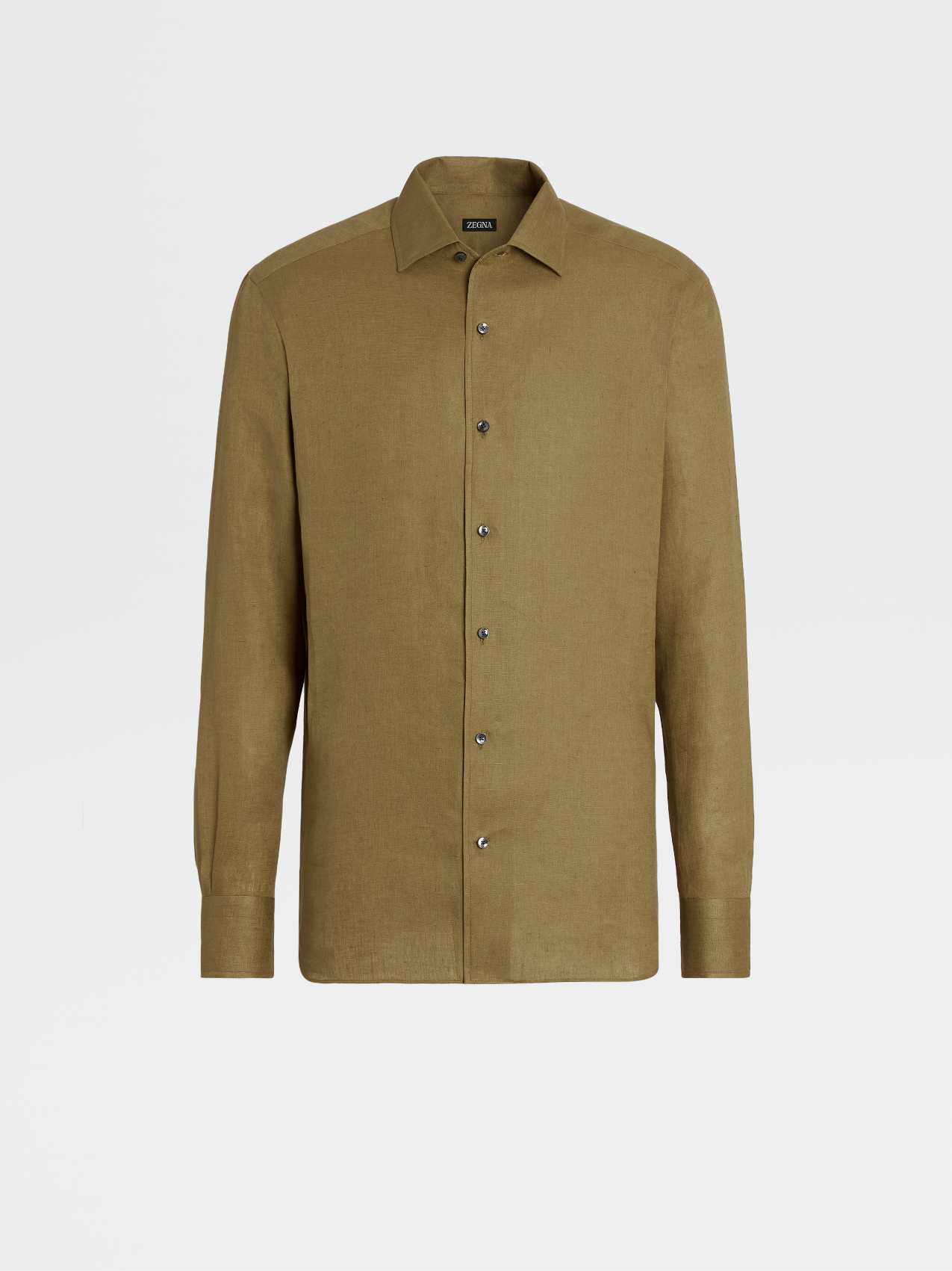 Light Military Green Pure Linen Long-sleeve Shirt